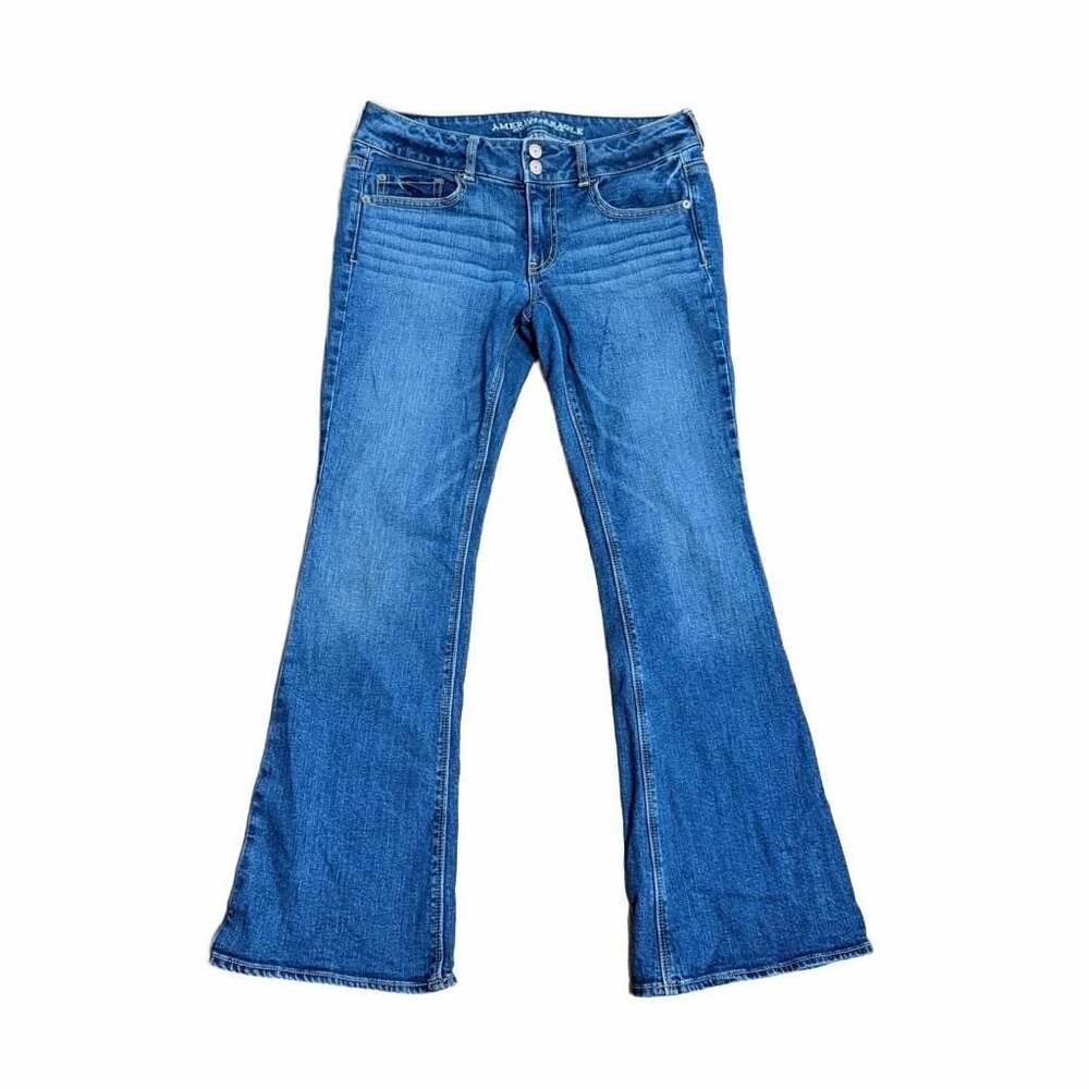 American Eagle Outfitters Artist Stretch Flare Jeans Size 8 Short Blue Denim